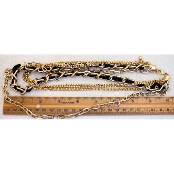 18 inch, Vintage Wrapped Black Lace Multi Chains Multi-Strand Necklace - T24 - Picture 3 of 3